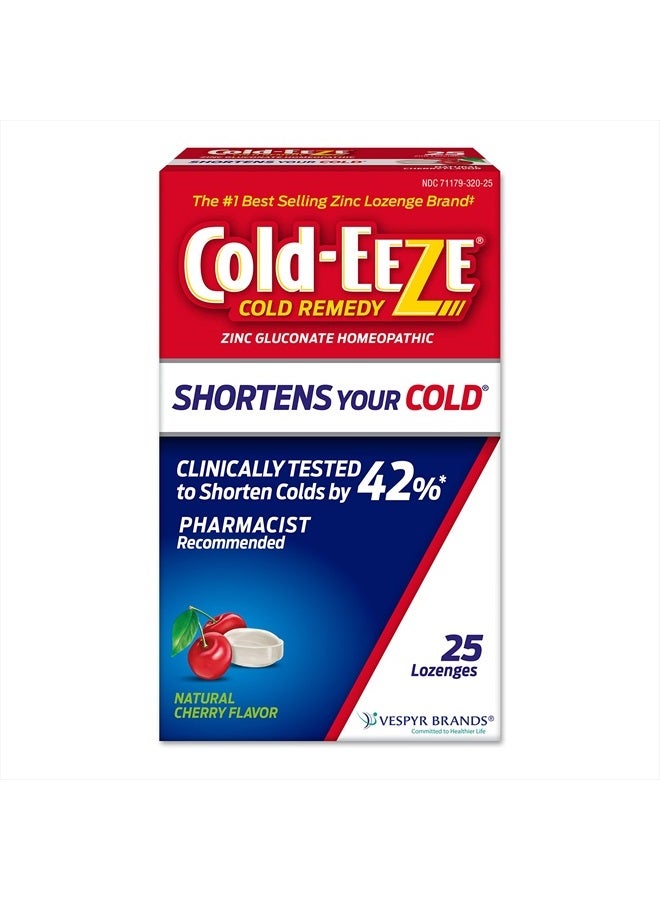 Cold-EEZE أقراص كولد-إيزي الطبيعية بنكهة الكرز مع الزنك، علاج منزلي للبرد، يقلل من مدة نزلات البرد الشائعة، التهاب الحلق، السعال، الاحتقان وسيلان الأنف بعد البرد، 25 حبة - Image 1