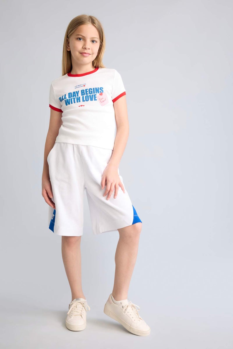 DeFacto Girl Elastic Waist Pocket White Shorts - Image 1