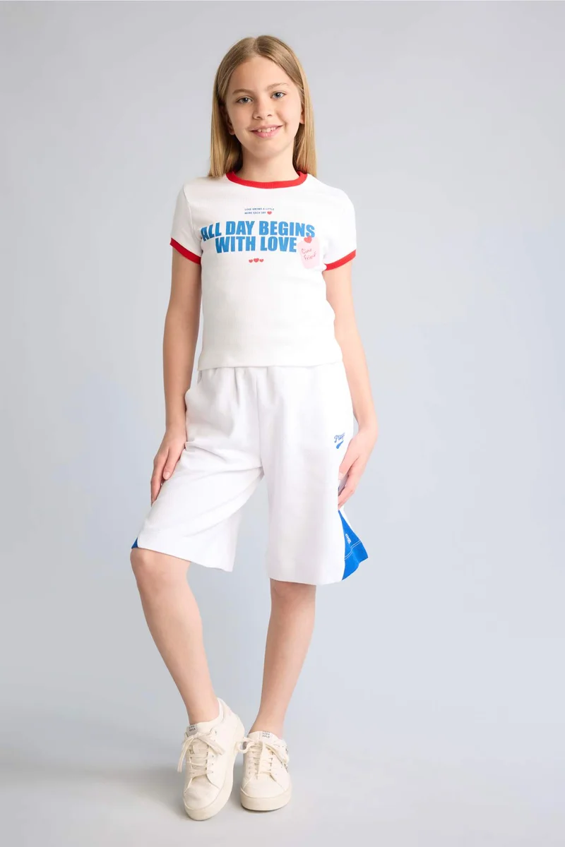 DeFacto Girl Elastic Waist Pocket White Shorts