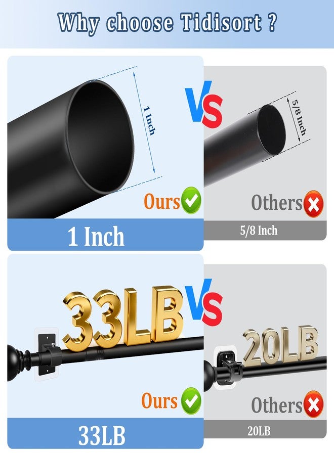 Tidisort 1 Inch Diameter Adhesive Adjustable Curtain Rod No Drilling for Windows 27 to 56",Renter Friendly No Drill Rod with Stick on Bracket, Easy Install No Screw Screwless Apartment Cortineros Para Ventanas - Image 2