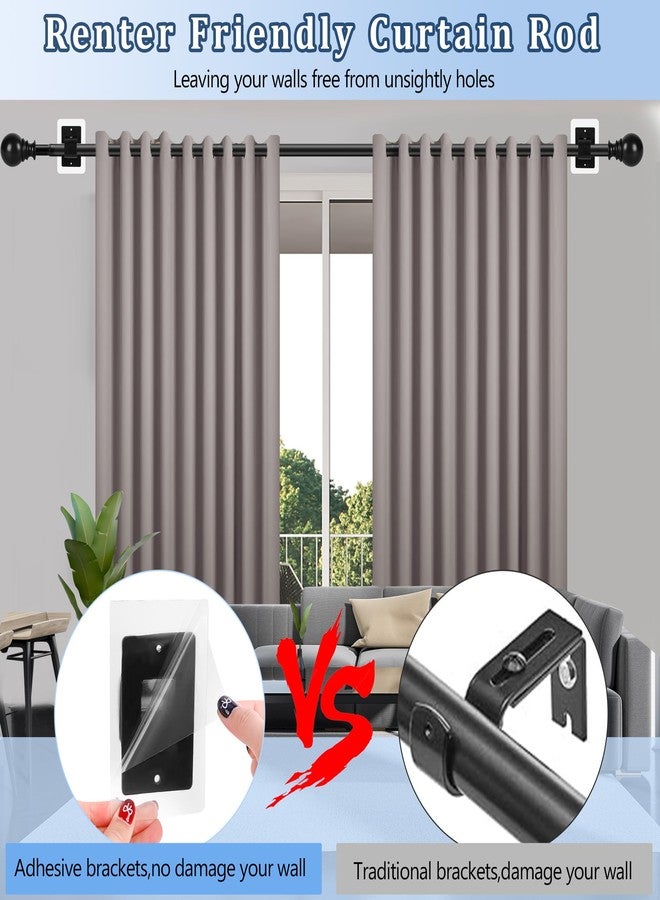 Tidisort 1 Inch Diameter Adhesive Adjustable Curtain Rod No Drilling for Windows 27 to 56",Renter Friendly No Drill Rod with Stick on Bracket, Easy Install No Screw Screwless Apartment Cortineros Para Ventanas - Image 3