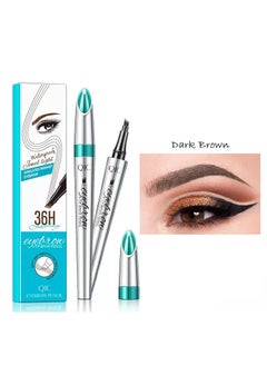 QIC Eyebrow Pencil Eyebrow Microblading Pen Eye Makeup Eyebrow Pen Micro 4 Tip Brow Pen Lift & Snatch Eyebrow Microblading Pen Long Lasting Waterproof Natural Eyebrow Hair No.02 Dark Brown  - Image 1