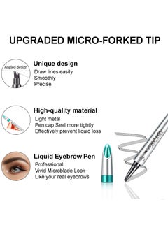 QIC Eyebrow Pencil Eyebrow Microblading Pen Eye Makeup Eyebrow Pen Micro 4 Tip Brow Pen Lift & Snatch Eyebrow Microblading Pen Long Lasting Waterproof Natural Eyebrow Hair No.02 Dark Brown  - Image 3