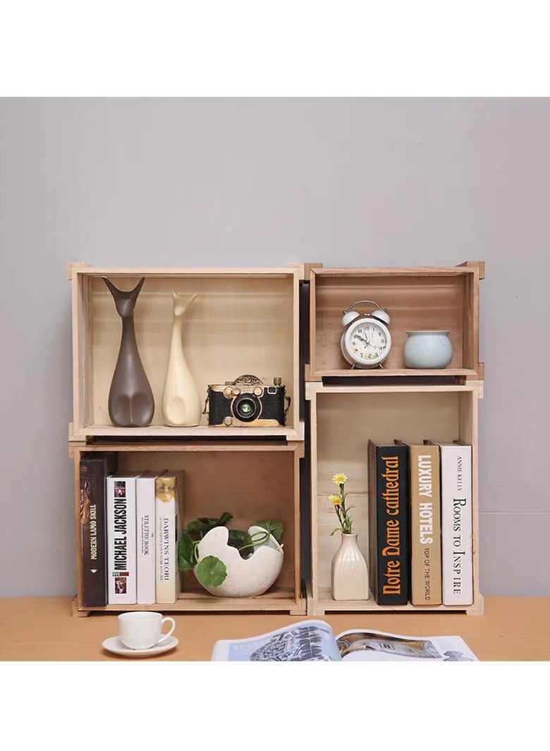 FFD Set of 4 Wooden Storage Crates with Cutout Handles – Rustic Nesting Boxes for Stylish Storage and Organization - Image 5