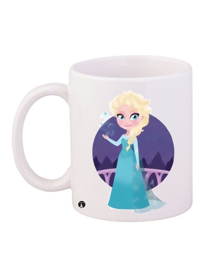 RYN Elsa Printed Coffee Mug White/Blue/Purple 11ounce