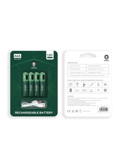 GREEN LION Rechargeable Battery AAA / LED Charging Indicator /Type-C Charging Port / 500mWh Energy / Zn-Ni AAA Type / Accidental Leakage Protection - Green  - Image 2