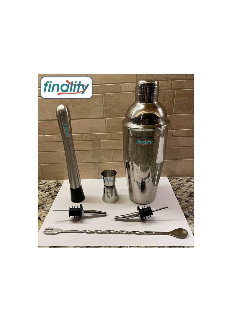 FINALITY finality Cocktail Shaker SetMartini Mixer Shaker 6 PCS Stainless Steel Shaker Bartending Bar Shaker Measuring Jigger Mixing Spoon Muddler Pourers Professional Bar Tools for Martini Kit 500 ml  - Image 3