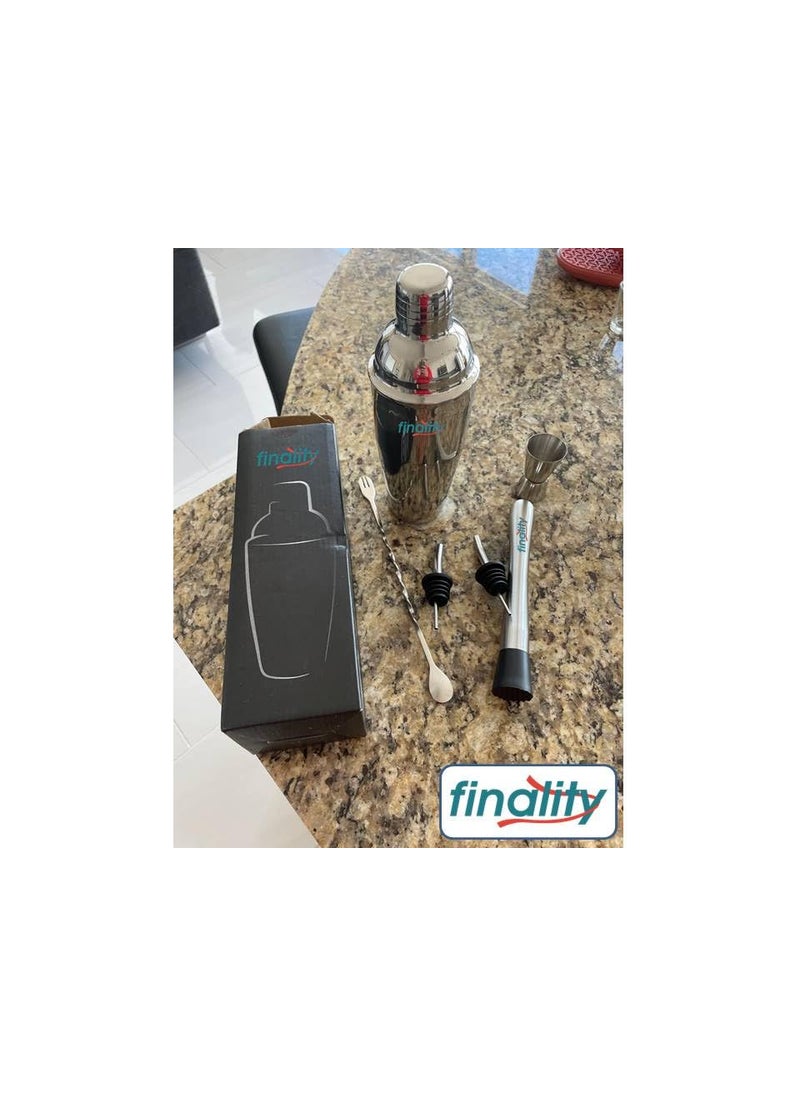 FINALITY finality Cocktail Shaker SetMartini Mixer Shaker 6 PCS Stainless Steel Shaker Bartending Bar Shaker Measuring Jigger Mixing Spoon Muddler Pourers Professional Bar Tools for Martini Kit 500 ml  - Image 2