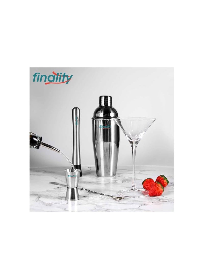 FINALITY finality Cocktail Shaker SetMartini Mixer Shaker 6 PCS Stainless Steel Shaker Bartending Bar Shaker Measuring Jigger Mixing Spoon Muddler Pourers Professional Bar Tools for Martini Kit 500 ml  - Image 5