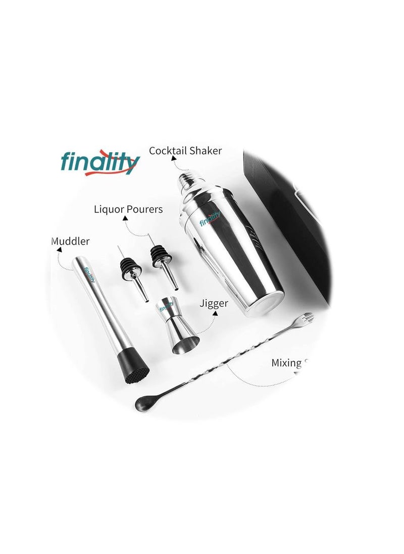 FINALITY finality Cocktail Shaker SetMartini Mixer Shaker 6 PCS Stainless Steel Shaker Bartending Bar Shaker Measuring Jigger Mixing Spoon Muddler Pourers Professional Bar Tools for Martini Kit 500 ml  - Image 4
