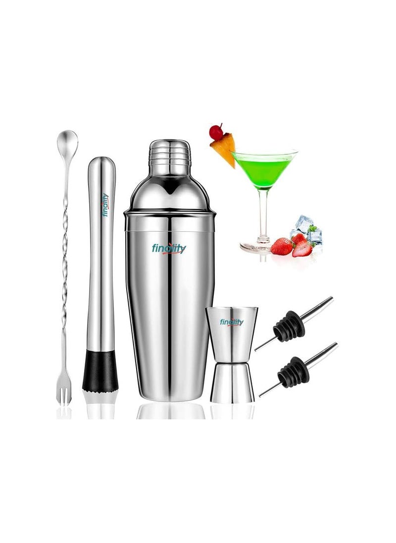 FINALITY finality Cocktail Shaker SetMartini Mixer Shaker 6 PCS Stainless Steel Shaker Bartending Bar Shaker Measuring Jigger Mixing Spoon Muddler Pourers Professional Bar Tools for Martini Kit 500 ml  - Image 1