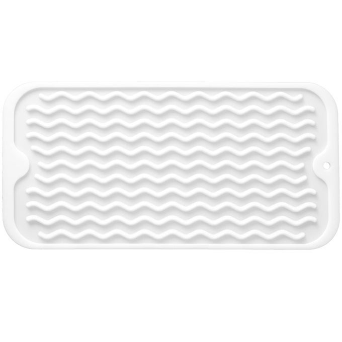 SILICONE DISH DRYING MAT FOR MULTIPLE USAGEEASY CLEANECOFRIENDLYHEATRESISTANT SILICONE MAT FOR KITCHEN COUNTER OR SINKREFRIGERATOR OR DRAWER LINER WHITE S 12 INCHES X 6 INCHES