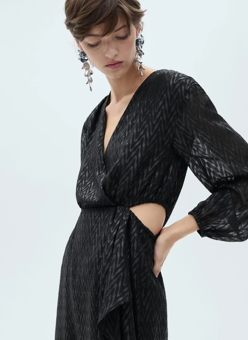 MANGO Side Slits Wrap Dress