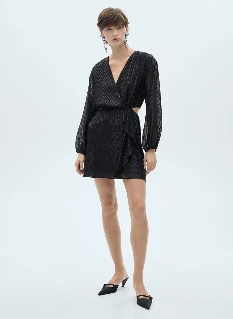 MANGO Side Slits Wrap Dress