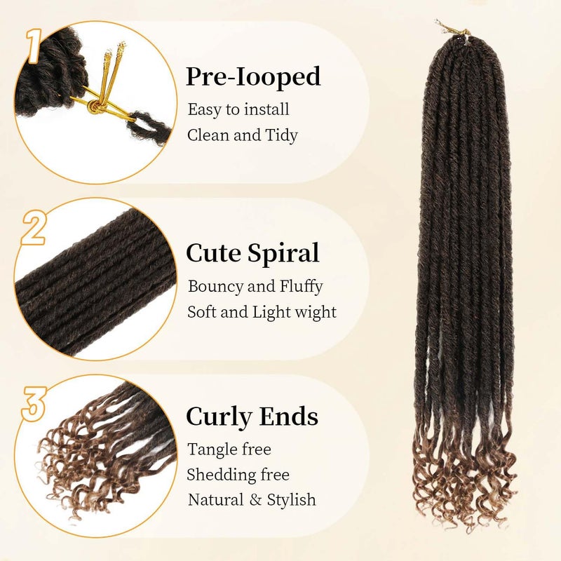 MODERN QUEEN 6 Packs Goddess Locs Crochet Hair, 20 Inch Straight Faux Locs Crochet Braids, Pre-Looped Curly Soft Synthetic Ombre Braiding Hair Extensions for Black Women(20 Inch, 6 Packs, 1B/30#) - Image 5