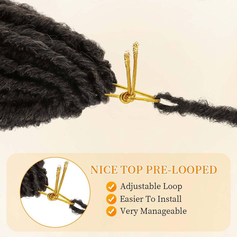 MODERN QUEEN 6 Packs Goddess Locs Crochet Hair, 20 Inch Straight Faux Locs Crochet Braids, Pre-Looped Curly Soft Synthetic Ombre Braiding Hair Extensions for Black Women(20 Inch, 6 Packs, 1B/30#) - Image 4