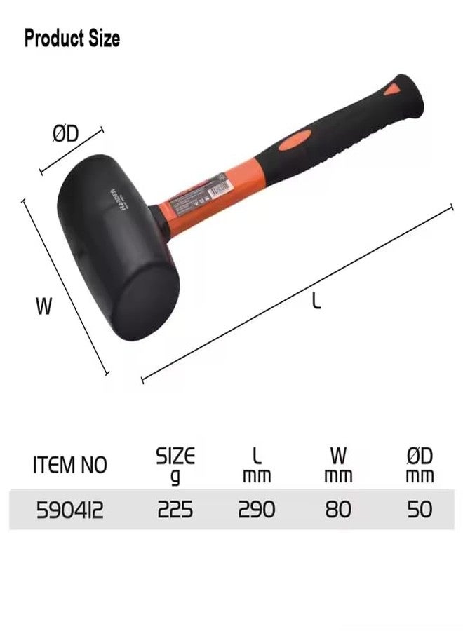 هاردن مطرقة مطاطية من HARDEN Tools بوزن 225 جرام (8 أونصة) بمقبض من الألياف الزجاجية - رأس مطاطي أسود، قبضة مريحة، 0.5 رطل، مثالية للرصف والتطبيقات المهنية - Image 2