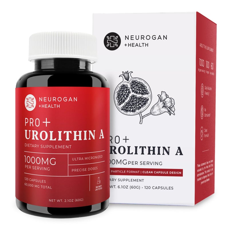 Neurogan Urolithin A PRO Capsules 1000mg 120 Ct Advanced Cellular Health Post Biotic Supplements Ultra Micronized Urolithin A Supplement Sourced from Pomegranate Extract