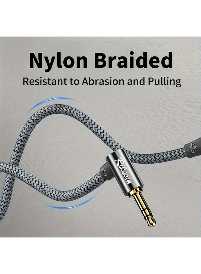 3 5mm Male To Male Audio Cable 3m Nylon Braided Right Angle Aux Cord - Image 4