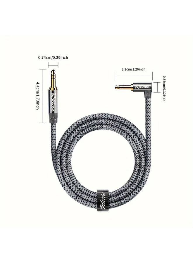 3 5mm Male To Male Audio Cable 3m Nylon Braided Right Angle Aux Cord - Image 3