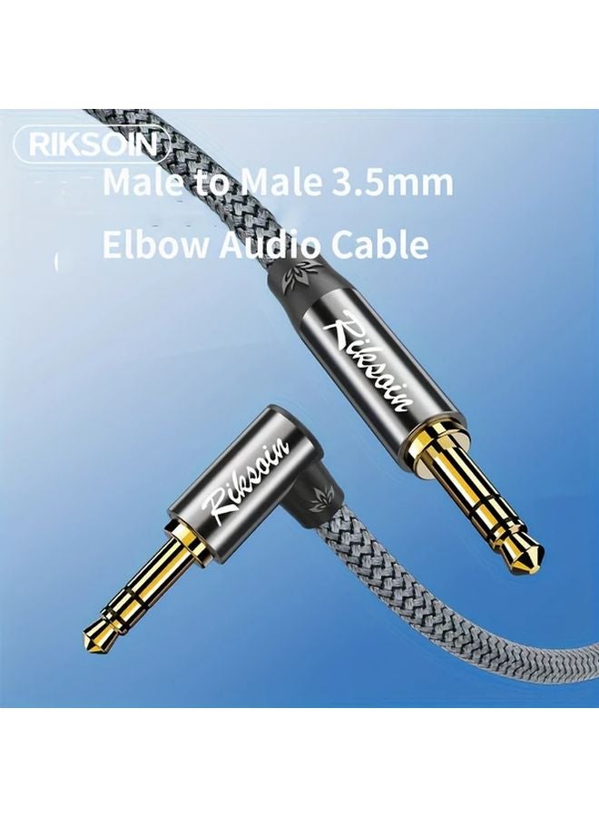 3 5mm Male To Male Audio Cable 3m Nylon Braided Right Angle Aux Cord - Image 1