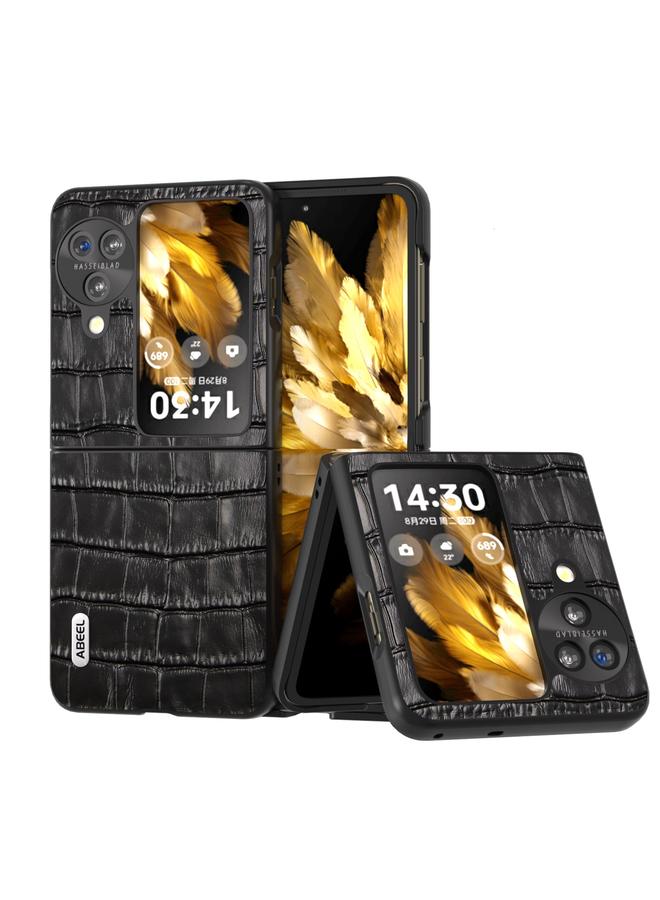 S-TOP Case For OPPO Find N3 Flip ABEEL Crocodile Texture Genuine Leather Phone Case - Image 1