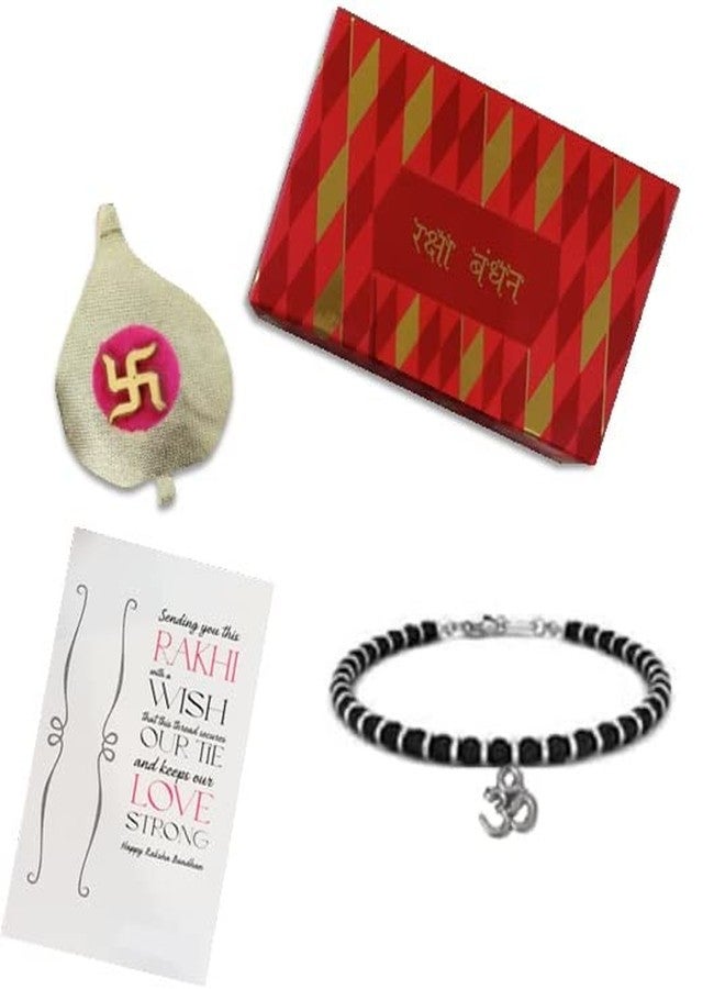 El Regalo 1st Rakhi for Baby Brother - Nazaria OM Rakhi with shagun, Black, Wristband Bracelet - Image 1