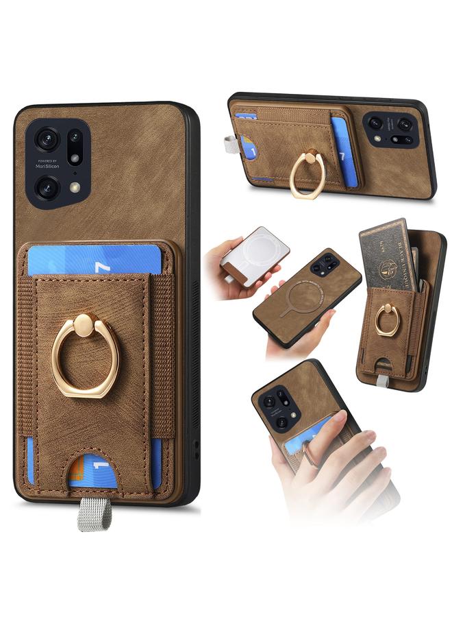 S-TOP Case For OPPO Find X5 Pro Retro Splitable Magnetic Card Bag Leather Phone Case - Image 1
