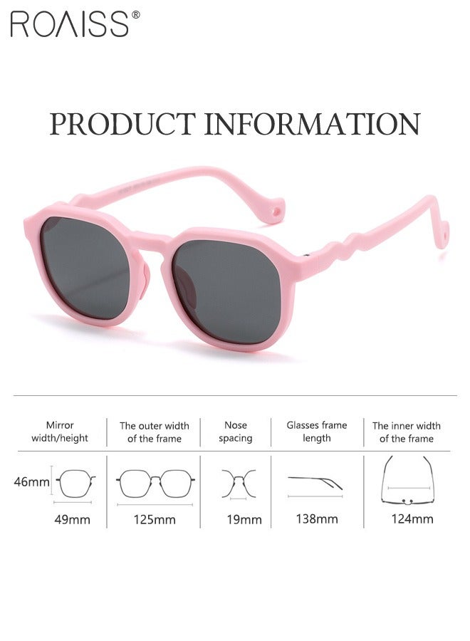 roaiss Round Polarized Sunglasses for Kids, UV400 Protection Cute Beach Holiday Sun Glasses with Lightweight Flexible TPEE Frame for Boys Girls and Children Age 3-12, Pink - Image 2