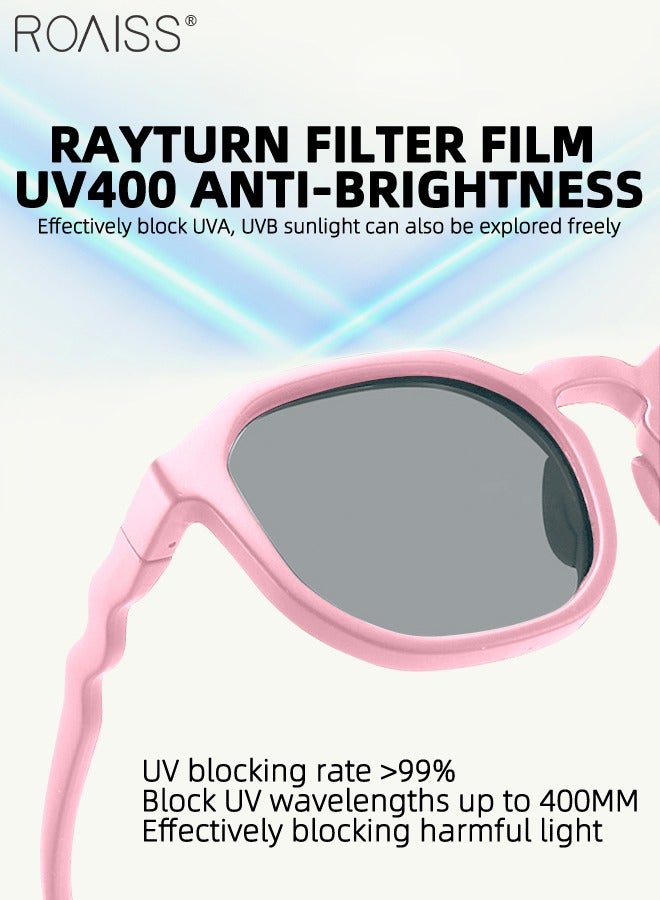 roaiss Round Polarized Sunglasses for Kids, UV400 Protection Cute Beach Holiday Sun Glasses with Lightweight Flexible TPEE Frame for Boys Girls and Children Age 3-12, Pink - Image 4