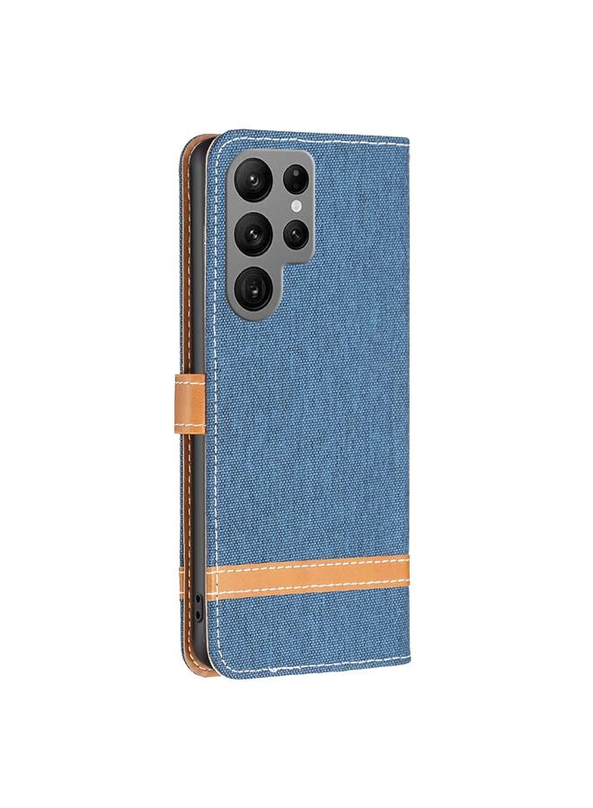 S-TOP Case For Samsung Galaxy S23 Ultra 5G Color Block Denim Texture Leather Phone Case - Image 3