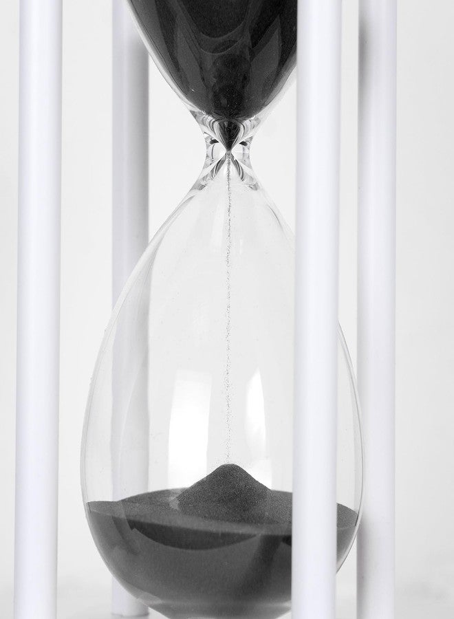 BELLAWARE Hourglass Timer with Black Sand, 60 Minute White Wooden Frame Sand Timer, Creative Handcraft Decoration - Image 4