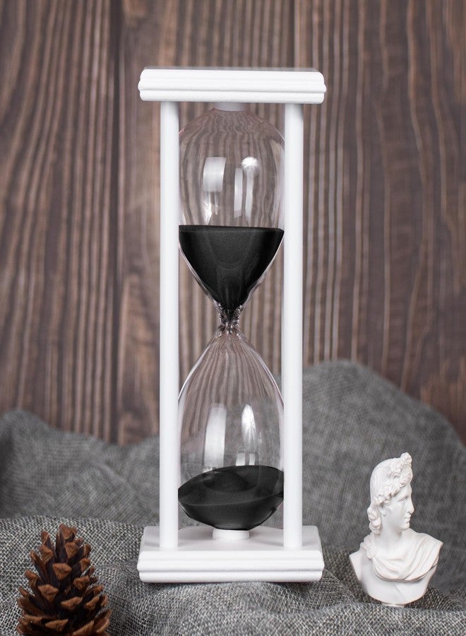 BELLAWARE Hourglass Timer with Black Sand, 60 Minute White Wooden Frame Sand Timer, Creative Handcraft Decoration - Image 2