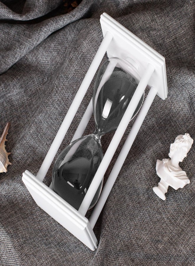 BELLAWARE Hourglass Timer with Black Sand, 60 Minute White Wooden Frame Sand Timer, Creative Handcraft Decoration - Image 3
