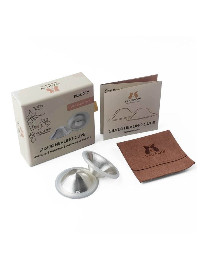 Fraupow Silver Healing Cups | Size 1 | Pack of 2 | Pure Silver Nipple Shields with Silicone Rings & Pouch | Award Winning Reusable Nipple Covers for Breastfeeding | Includes Midwife Consultation - Image 5