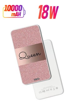 Theodor 10,000 mAh Super Fast Charging Ultra Compact Power Bank with Quick Charge & Power Delivery, Portable Charger For iPhone and Android Queen Glitters  - Image 1