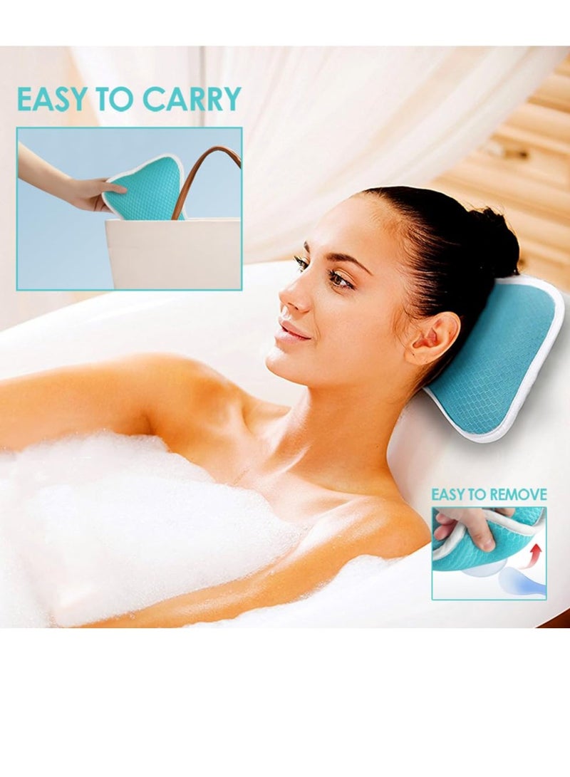 Coastacloud Comfortable Bath Pillow with Suction Cups, Supports Neck and Shoulders Home Spa Pillows for Bathtub, Hot Tub, Bathtub Head Rest Pillow Relax & Comfy - Blue  - Image 3