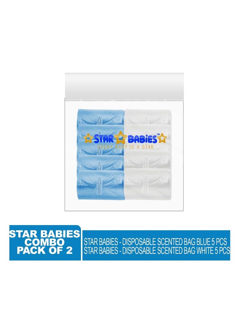 STAR BABiES Star Babies - Combo Pack of 2- Scented Bag Pack of 10 (150 Bags)- Blue and White  - Image 2