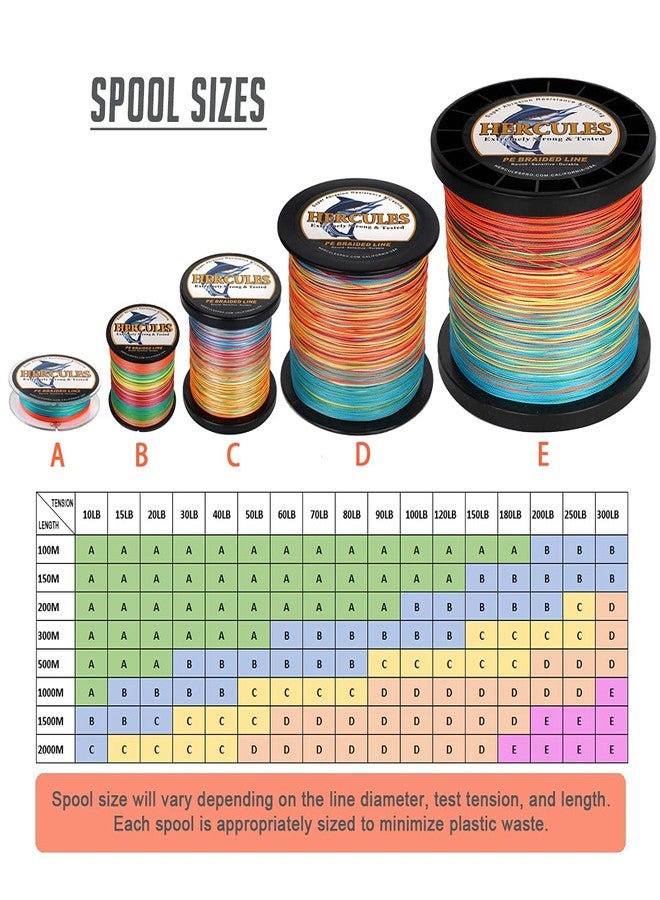 Hercules Super Cast 500M 547 Yards Braided Fishing Line 50 LB Test for Saltwater Freshwater PE Braid Fish Lines Superline 8 Strands - Multicolor, 50LB (22.7KG), 0.37MM - Image 2
