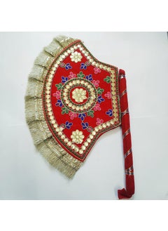 DIGSMORDEN DIGSMORDEN Wooden Handcrafted Hand FanMarriage FanShadi ka pankhapankhiHand FanvinjanoShadi ka pankhaWedding Fan  - Image 2