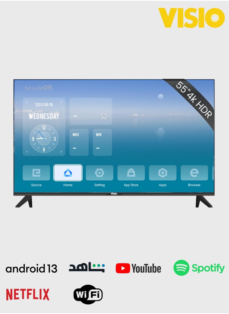 Visio - 55-Inch Frameless 4K Smart Android 13 TV with Built-in Satellite Receiver - Image 1