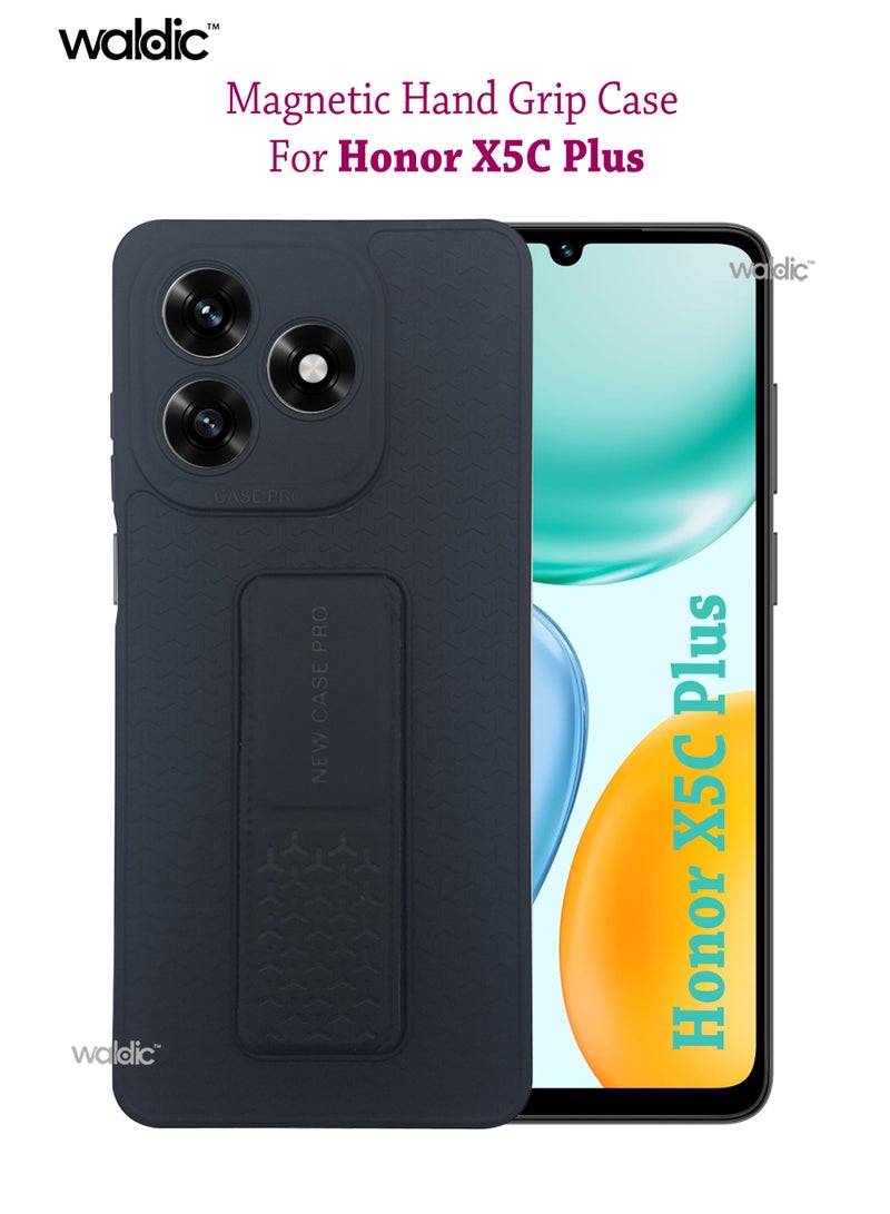 Honor X5C Plus Premium Case | Premium Silicone Magnetic Hand Grip Holder Case Cover Designed for Honor X5C Plus | Honor X5C Plus Case Camera and Drop Protection Thin Protective Back Cover Case for Honor X5C Plus - Black