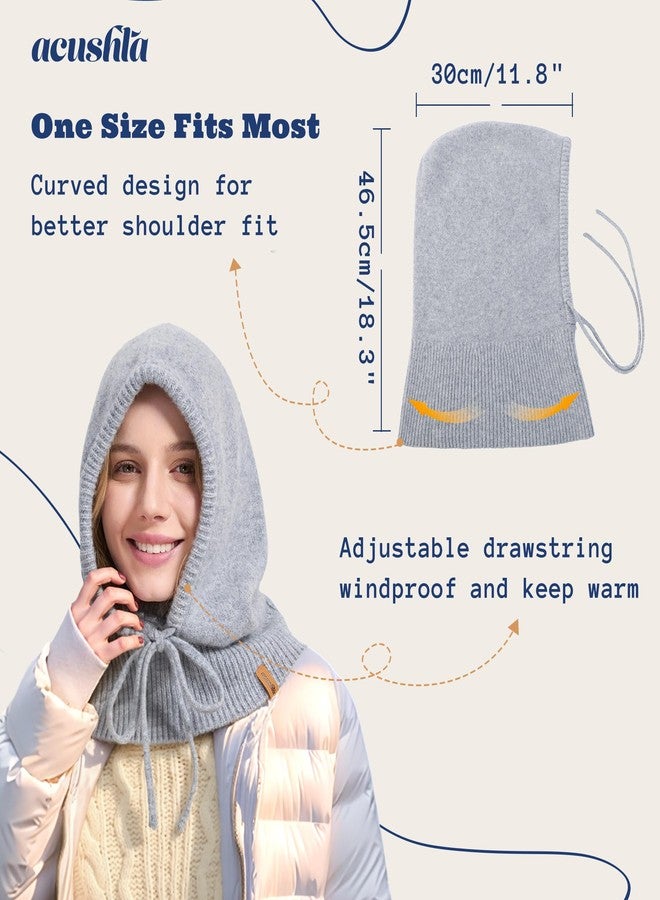 ACUSHLA 100% Merino Wool Balaclava for Women & Men Winter Warm Knit Hooded Scarf Hoodie Hat and Scarf Set in One, Black, One Size - Image 5