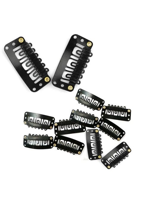 Hair Extension Clips For Women & Men (12 Pcs) Hair Patch Clips Hair Attached Snap Wig Clips (Black) (3.4 Cm)