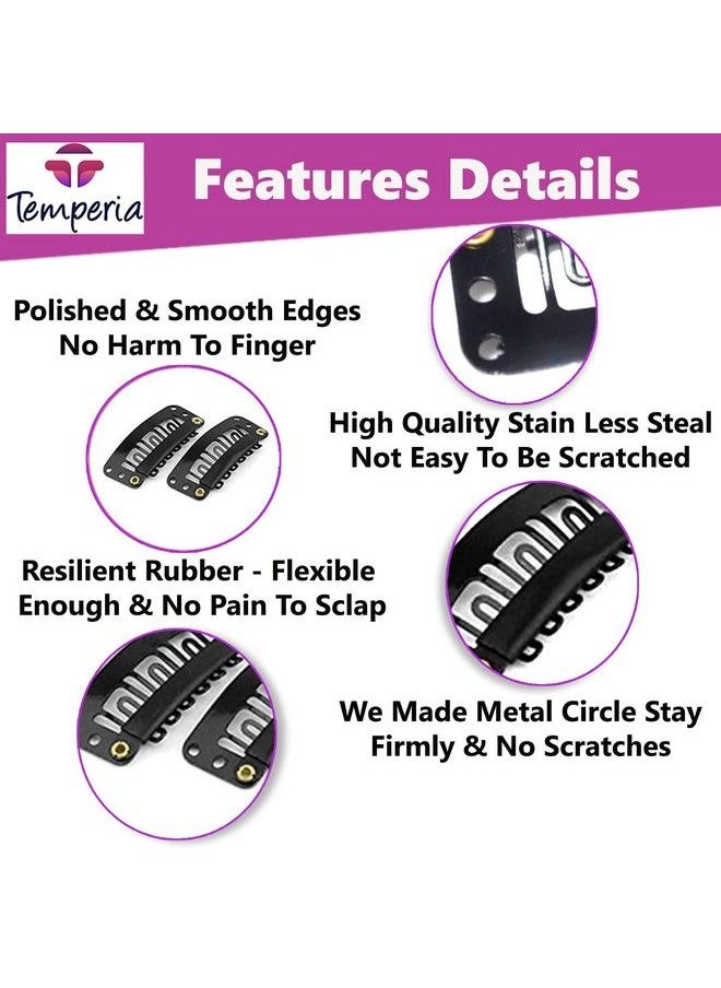 Temperia - Hair Extension Clips For Women & Men (12 Pcs) Hair Patch Clips Hair Attached Snap Wig Clips (Black) (3.4 Cm) - Image 1