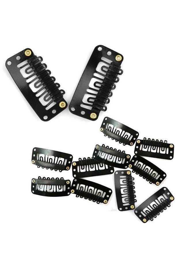 Temperia - Hair Extension Clips For Women & Men (12 Pcs) Hair Patch Clips Hair Attached Snap Wig Clips (Black) (3.4 Cm) - Image 1