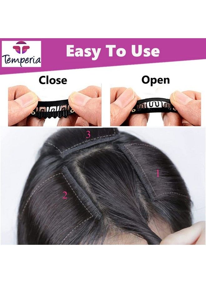 Temperia - Hair Extension Clips For Women & Men (12 Pcs) Hair Patch Clips Hair Attached Snap Wig Clips (Black) (3.4 Cm) - Image 1