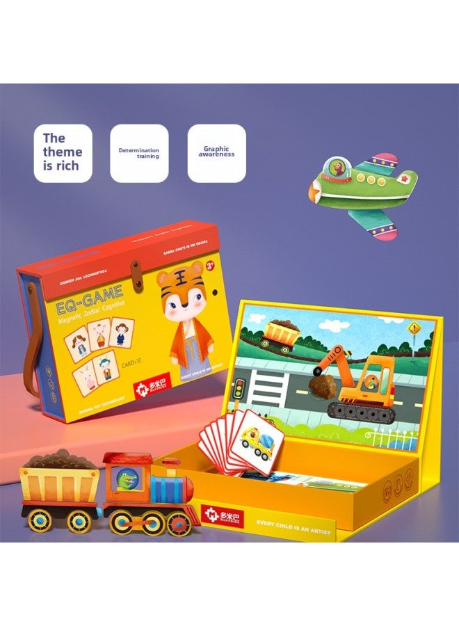 Domiba Early Education Magnetic Children's Puzzle 2-3-4-6 Years Old Cognitive Baby Early Education Educational Toys Paper Puzzle-Color:12 Zodiac (suitable For 2-5 Years Old Baby) Zodiac Culture - Image 3