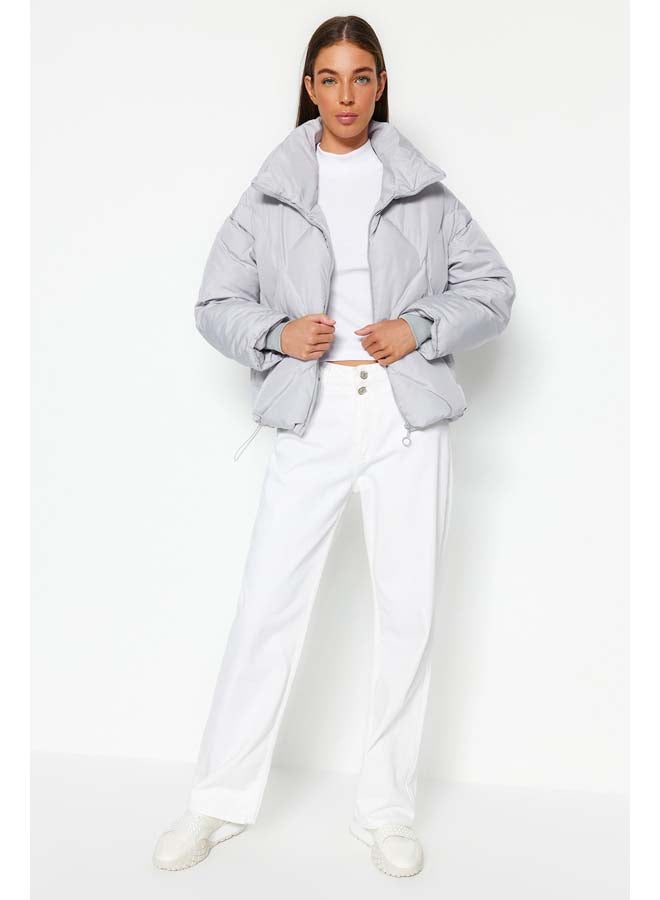trendyol Grey Oversize Molded Water Repellent Puffer Quilted Coat TWOAW24MO00146  - Image 1