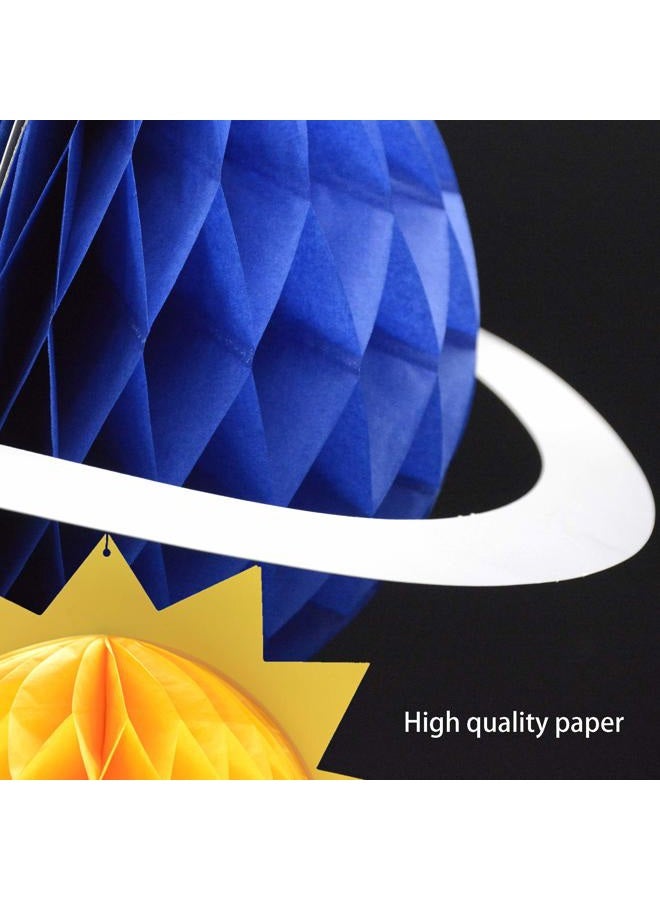 KALEFO 9Pcs Outer Space Decorations Solar System Hanging Supplies Galaxy Planets Honeycomb Space Birthday Party Decor Ceiling Ornaments - Image 3